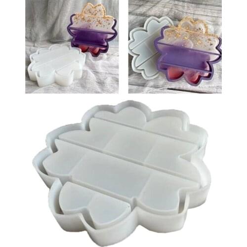 Flower Shaped Organizer Rack Resin Mold Storage Shelf Silicone Mould DIY Crafts Display Stand Tray Jewelry Box Mold