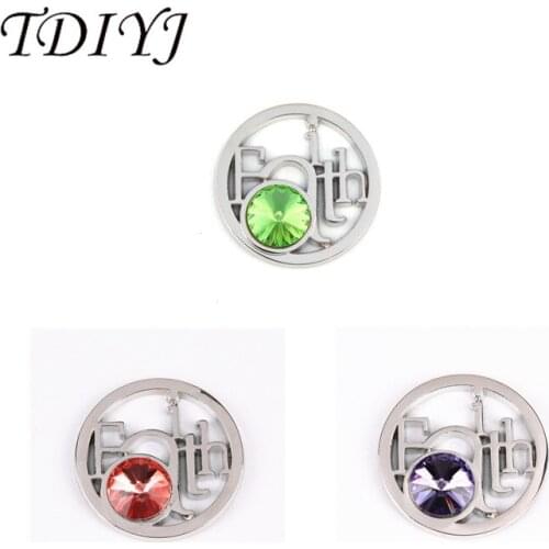 TDIYJ Newest My Coin Interchangeable 33MM Big Crystal Faith Coin Disc Pendant for Women Jewelry Necklace 1Pcs/lot