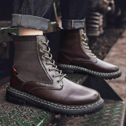 High boots men shoes mens MEN BOOTS Winter home mens heel ANKLE western leather boty 2020 casual man boot vesonal Mens winter