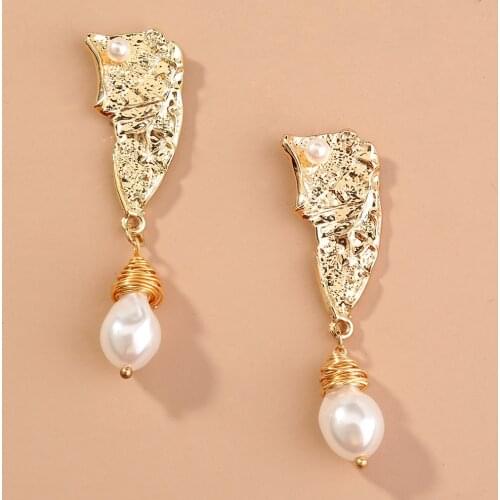 Pearl Gold Metal Long Drop Earrings High-Quality Jewelry Accessories For Women Fashion Pendientes Bijoux