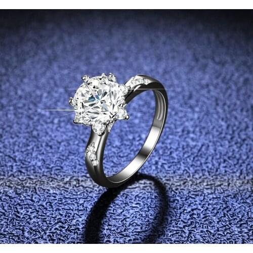 2 Ct Moissanite Ring Woman 925 Sterling Silver Classic Six-claw Tail Ring Wedding Bands Jewelry