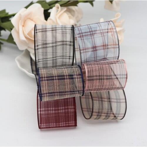 10 Yards 25MM/38MM Check Organza Ribbons For Hair Bows DIY Handmade Materials M20010101
