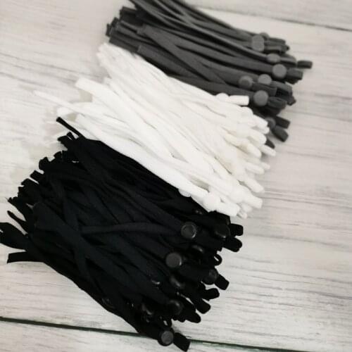 100Pcs Black White Mask Elastic Cord Adjustable Buckle Stretchy Elastic Band Earloop Lanyard Earmuff Rope DIY Making Supplies