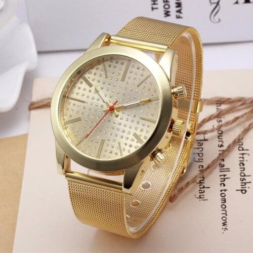100pcs/lot 8422 gold strap no logo lady mesh watch fashion top quality quartz wristwatch wholesale casual watch for unisex