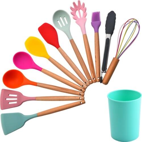 12 Pcs/set Non-Stick Silicone Utensils Set Kitchenware Spatula Scraper Spoon Oil Brush Kitchen Tools New Arrivals
