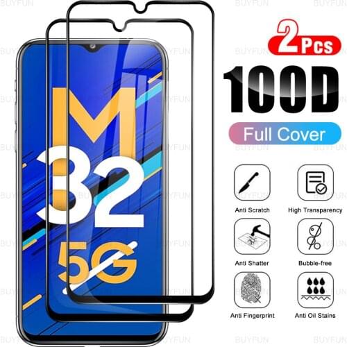 2pcs Black Edge Glass For Samsung Galaxy M32 5G Safety Protective Glass For samsung samsun m 32 32m galay m32 screen protector