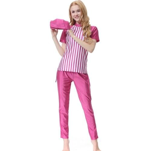 Hijab + Burkini Muslim Swimwear Womens Islamic Swim Wear 3 PCS Modest Bathing Suit Short Sleeve Swimsuit Plus Size Swim Wear XS