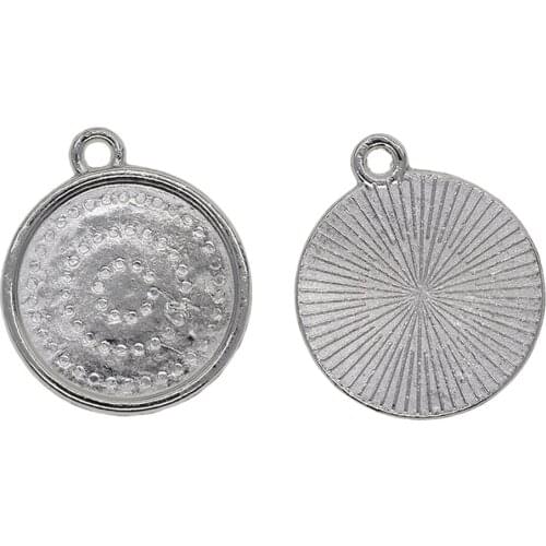 50 Pcs18mm Round Pendant Trays Bezel Pendant Blank Cameo Bezel