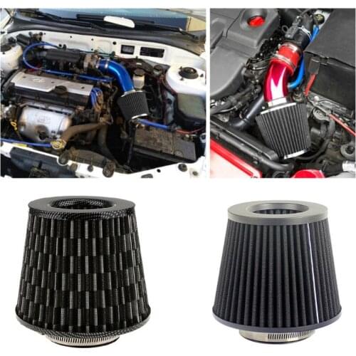 76mm Racing Car Universal Air Filter Auto Carbon Power Flow Air Intake Filter Cleaner Round Tapered Cone