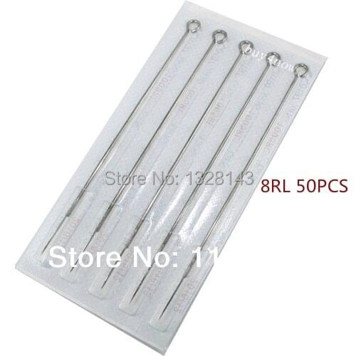8RL 50PCS/Set Disposable Sterilized Tattoo Needles Stainless Steel Round Liner tattoo needle for tattoo grip tattoo machine