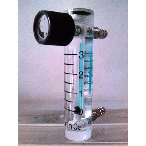 Acrylic Gas Air Oxygen Flow Meter Flowmeter Countor Indicator O2 With Valve brass Connector 0.1Mpa 0-3L/Min height 93mm
