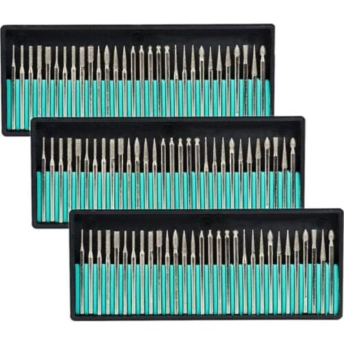 Diamond Burr Bits Drill Glass Gemstone Metal For Dremel Grinding Rotary Tool,90 Pcs 1/8-Inch (3 mm)