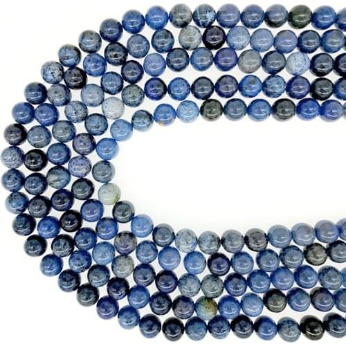 Amethyst 4-12mm Natural Dumortierite Smooth Loose Round Sodalite Stone Blue Jaspers Beads for Jewelry Making Diy