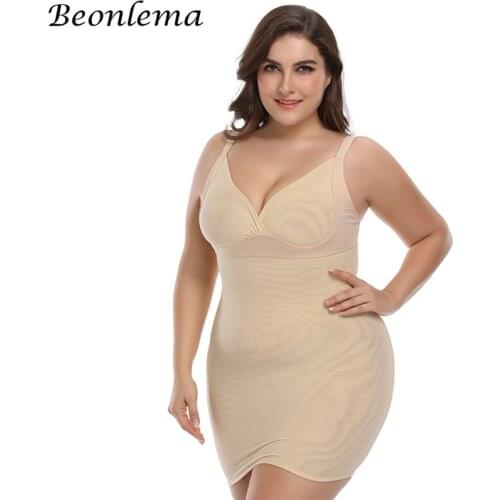 Beonlema Petticoat Woman Sexy Bodysuit Bodyshapers Full Slip Dress Backless Minidress Clothes For Women Underskirt Plus Size 5XL