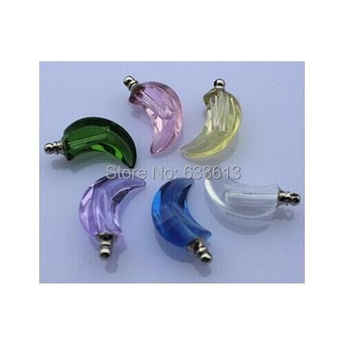 Freeshipping!! 100cs/lot Colorful Moon Vial Pendants Screw Cap for Neckalce/Key Chain Making Findings