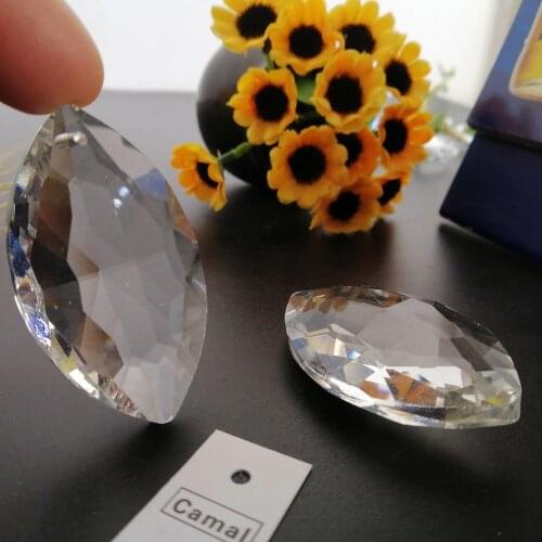 Camal 2pcs 50mm Clear K9 Crystal Horse-eye Drop Prism Pendant Lamp Lighting Part Ornament Suncatcher Chandelier Hanging Wedding