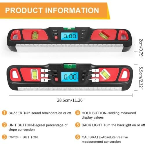 XXFA Digital Inclinometer Protractor Digital Spi-rit Level LCD Upright Display Digital Angle Finder 4×90°Range Magnetic Level