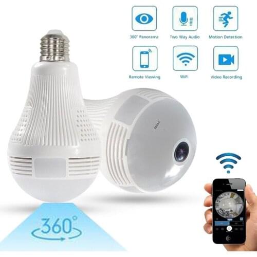 HD 960P IP wifi Camera 360 Degree Home Security Burglar LED Light 960P Wireless Panoramic Home Security CCTV Fisheye Bulb Lamp
