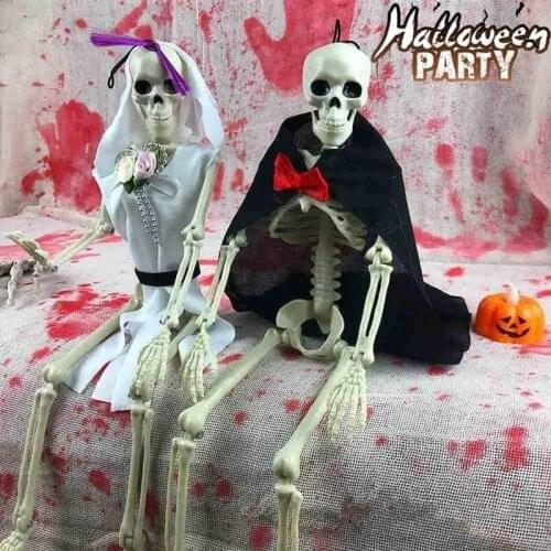40x10cm Halloween Skeleton Plastic Human Anatomical Model Skeleton for Halloween Party Haunted House Decoration Props Toys