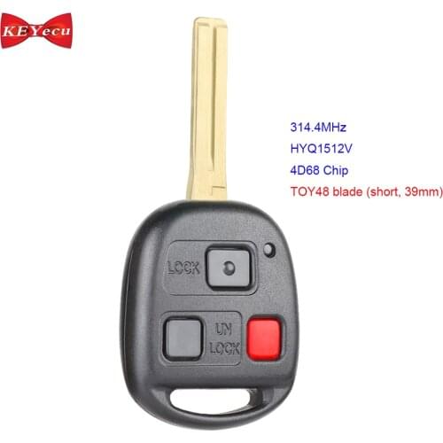 KEYECU for Lexus LX470 2003-2007 GX470 2003-2009 Remote Key Fob FCC ID: HYQ1512V 314.4MHz 4D68 Chip