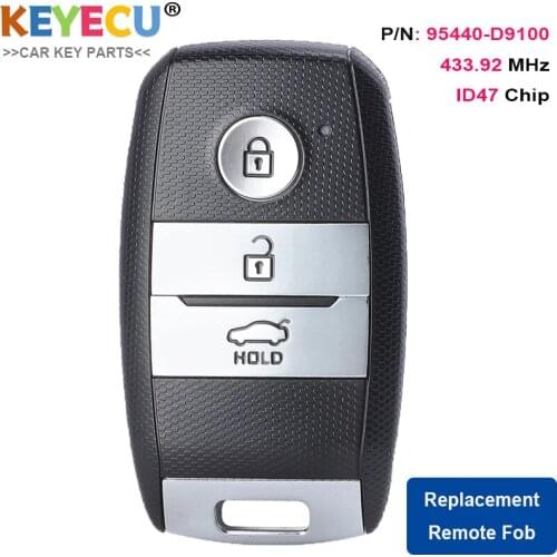 KEYECU Keyless-Go Smart Remote Control Key for Kia Sportage 2016 2017, Fob 3 Button - 433.92MHz - 47 Chip - 95440-D9100 FOB-4F08