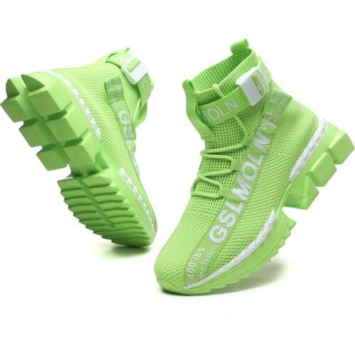 Trending Men Running Shoes Thick Sole Walking Sneakers Soft Mans Trainers Fashion Street Hip Hop Army Green Jogging Footwear 46