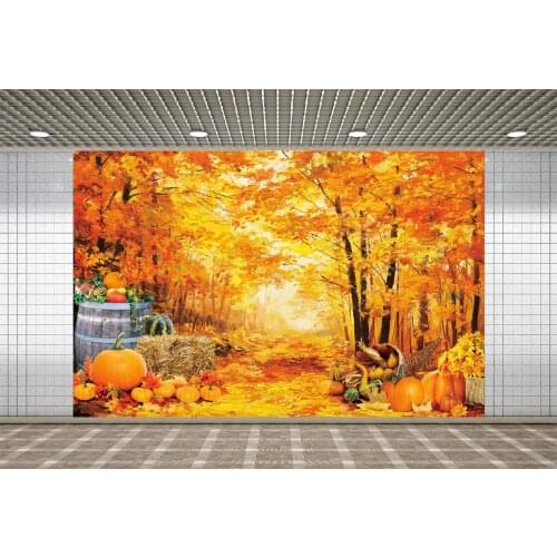 Lyavshi Autumn Maple Leaf Forest Fallen Leaves Photographic Photo Backdrops Pumpkin Child Family Photocall Backgrounds Banner