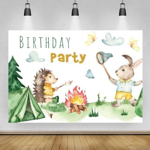 Outdoor Camping Fire BBQ Birthday Party Backdrop Children Summer Camp Theme Rabbit Newborn Baby Kids Event Photo Backgrounds
