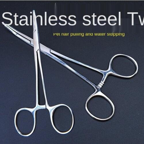 Straight Elbow Hemostatic Scissors Stainless Steel Pet Plucking Forceps Cat Dog Plucking Clip Pet Plucking Forceps Veterinaria