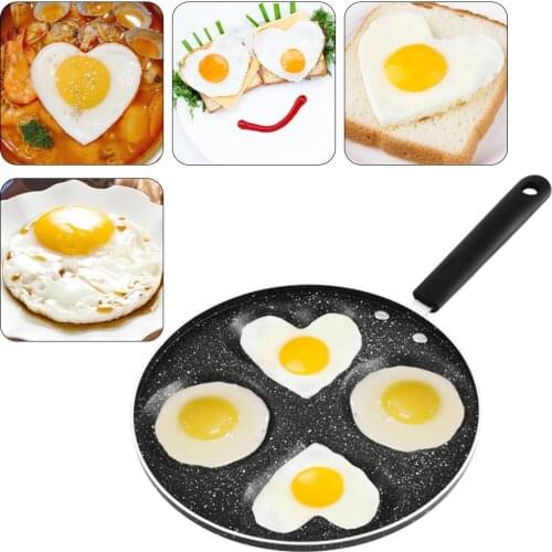 Egg Frying Pan 4-Cups Heart Shape Non Stick Multifunctional Aluminium Fried Egg Cooker With Anti-scald Handle Design