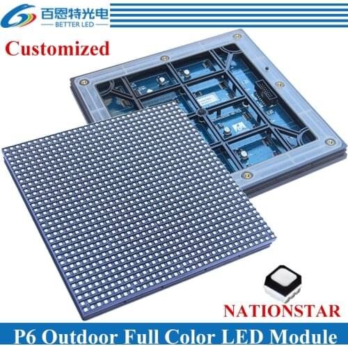 60pcs/lot P6 Outdoor 192*192mm 32*32 pixels 1/8 Scan 3in1 NATIONSTAR SMD3535 full color P6 LED display module