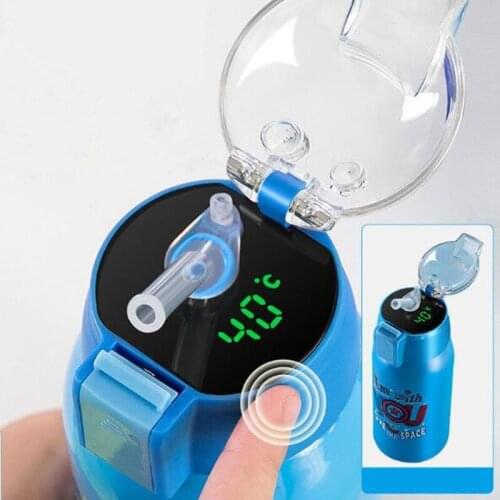 500ML Smart Temperature Display Vacuum Flask Water Bottle With Straw For Kids Cartoon Insulated Tumbler Thermos Bottle BPA Free