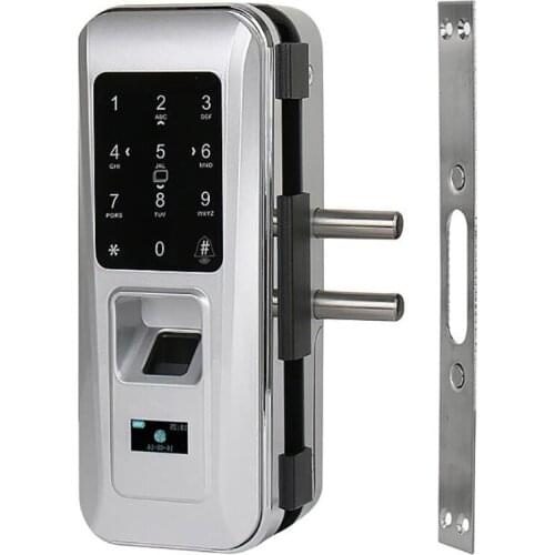 Stainless steel smart door lock Glass Door Lock Office Keyless Electric Fingerprint Lock With Touch Keypad Smart Card Door Lock