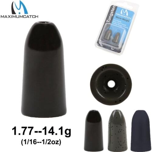 Maximumcatch 1-4pcs/lot 1/8--3/2OZ Tungsten Bullet Worm Weight Fishing Sinker Lure Fishing Accessory