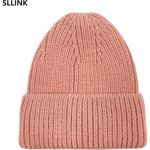 Knitted hat custom logo solid color hat female autumn and winter European and American warm wool hat ins cold hat