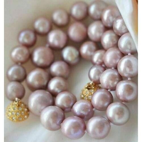 New 11-12MM Genuine Natural Lavender akoya pearl necklace 19inch Magnet Clasp