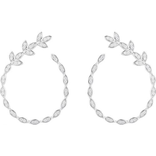 Baoyocn Fashion High Quality 925 Sterling Silver Leaves Floral Earrings Micro Cubic Zirconia Stones for Women Brand Jewelry