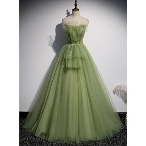 Robe De Soiree A-line Light Green Evening Dresses Long Dress New Fashion Party Dress Vestido De Festa Lace Up Evening Dress 2020