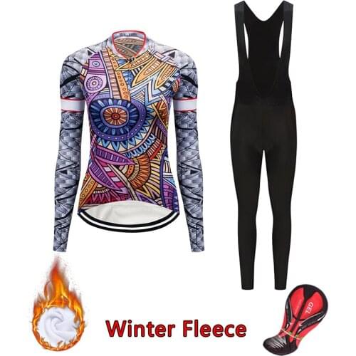 2021 pro warm cycling jersey set winter thermal fleece skinsuit bicycle clothing kit women suit mtb road bike clothes wear dress