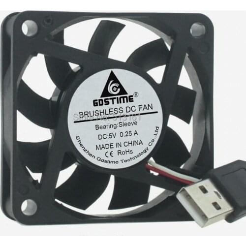 30Pcs Gdstime DC 5V USB Fan Cooler 60mm 60x60x15mm 6CM PC Case CPU Motor Cooling Radiator