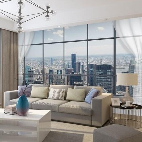 3D extended space European urban architecture Street View mural sofa and TV background wall dining room living room wallpaper