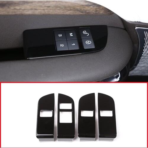 4pcs Glossy Black ABS Chrome Car Child Safety Door Lock Switch Panel Cover Trim For Land Rover Discovery 5 LR5 L462 2017 2018
