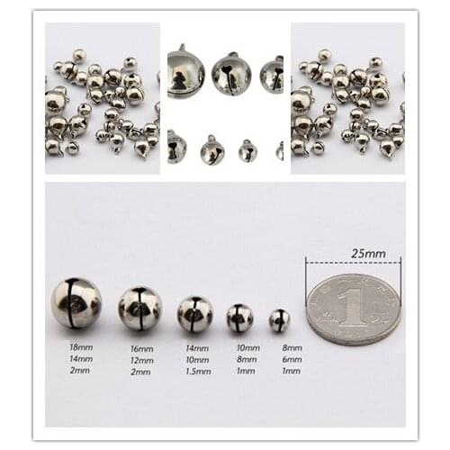 50pcs/lot 6/8/10mm Small Jingle Bells Coppe New Year Festival Jewelry Pendant Metal Fit Christmas Decor 3Sizes