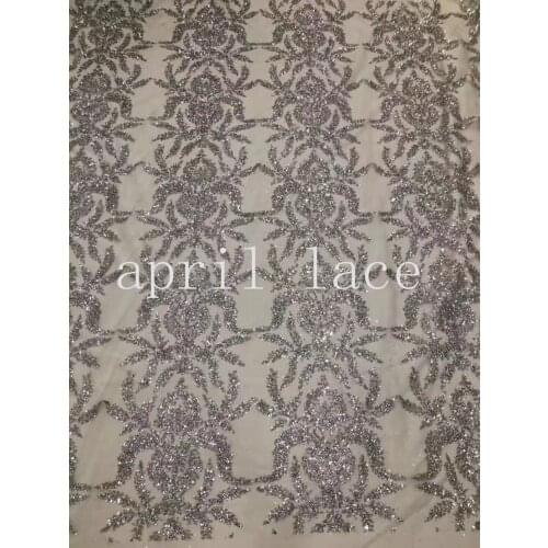 African TT011 # 5yards /bag silver glitter hand print tulle mesh fabric for sawing bridal wedding dress