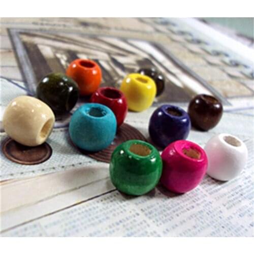 50pcs/lot 12mm Mixed Colors Large Hole Wooden Beads Making DIY Bracelet Necklace Loose Beads Jewelry Accessories