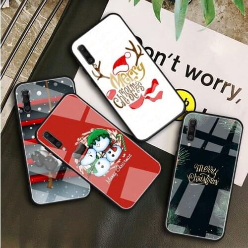 Merry Christmas Tempered Glass Case For Samsung Galaxy A10S A10E A20S A20E A30S A40 A50S A60 A70 A80 A90 A6 A7 A8 Shell