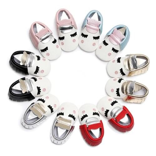 Citgeett Baby Girl Bow Crib Shoes Newborn Prewalker Non-slip Soft Sole Cute Smile Tassel SS