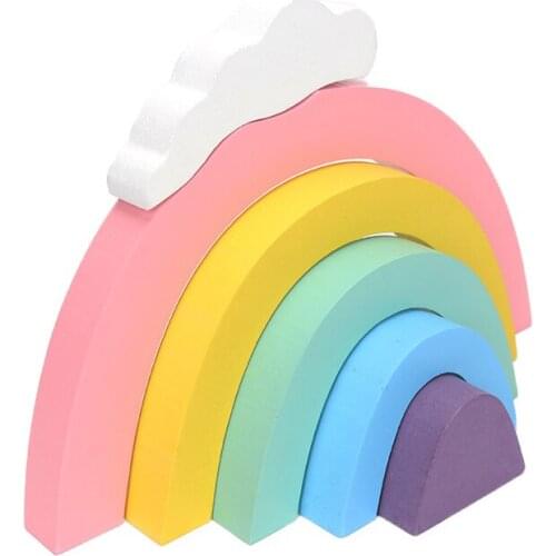 20cm Baby Toys Baby Montessori Rainbow Stacker Wooden Toy Building Blocks Montessori Educational Toy Stacking Game Kids Toys