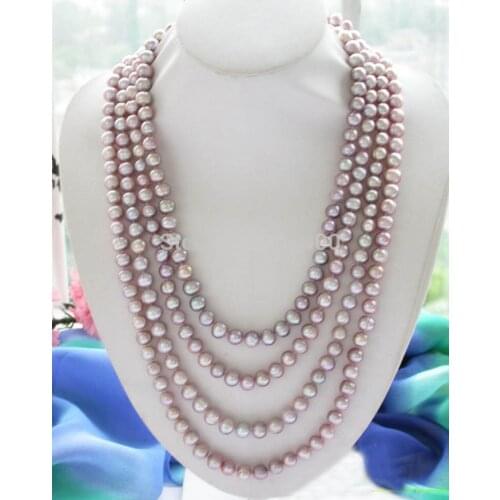 Long 100" 10mm lavender round freshwater cultured pearl necklace