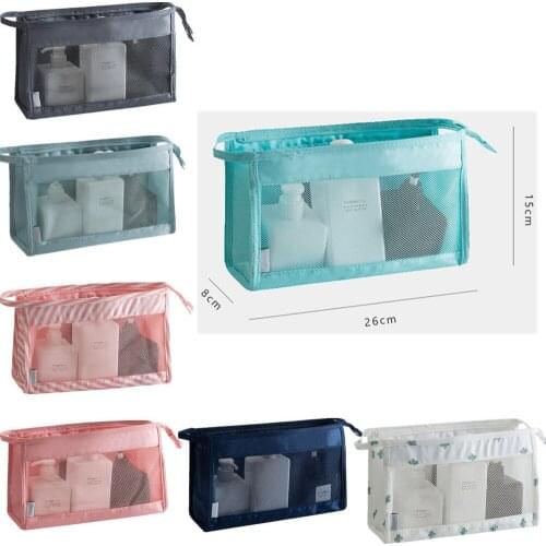 3 pcs/lot Grid Cosmetic Bag Travel Storage Toiletry Bag Handle Hanging Carry Bag